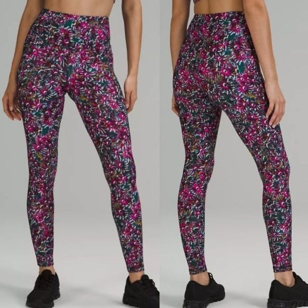 Lululemon Base Pace HR Tight 28"  Floral Electric size 4‎